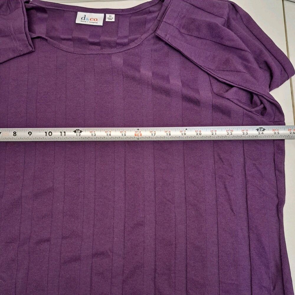 D&Co Plum Ribbed 3/4 Sleeve Top Women's 2XL - Picture 6 of 7
